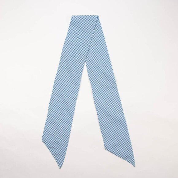 Vintage Blue & White Gingham Scarf Tie Neck Accessory - Picture 3 of 3